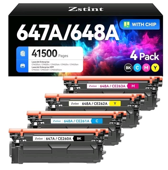 Toner Cartridge For Hp647A 648A Set Of 4 Pack Colors :Black Cyan Magenta Yellow