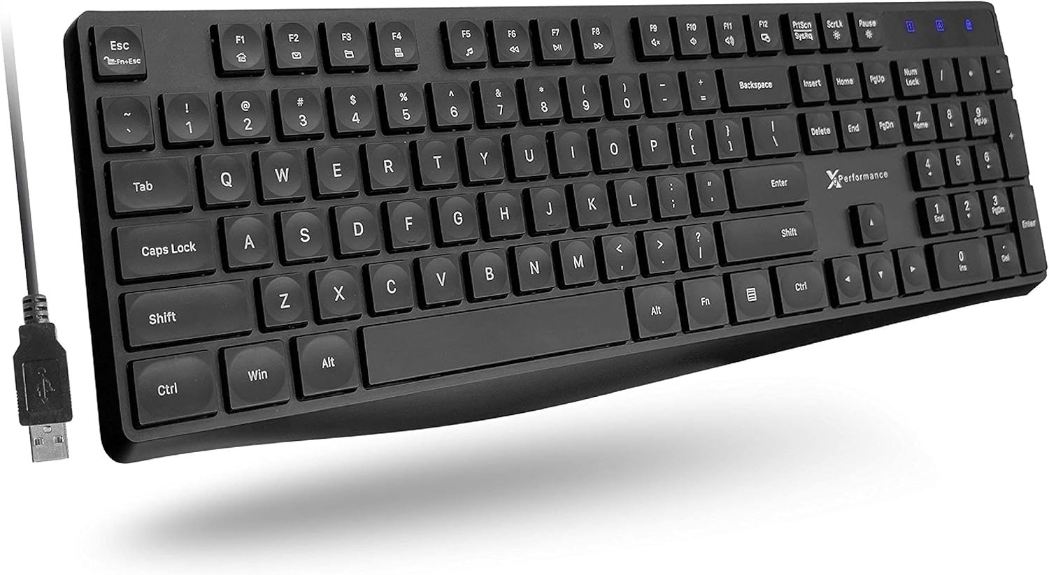 X9 Performance Wired Keyboard - Ultra Slim Full Size Ergonomic Computer Black
