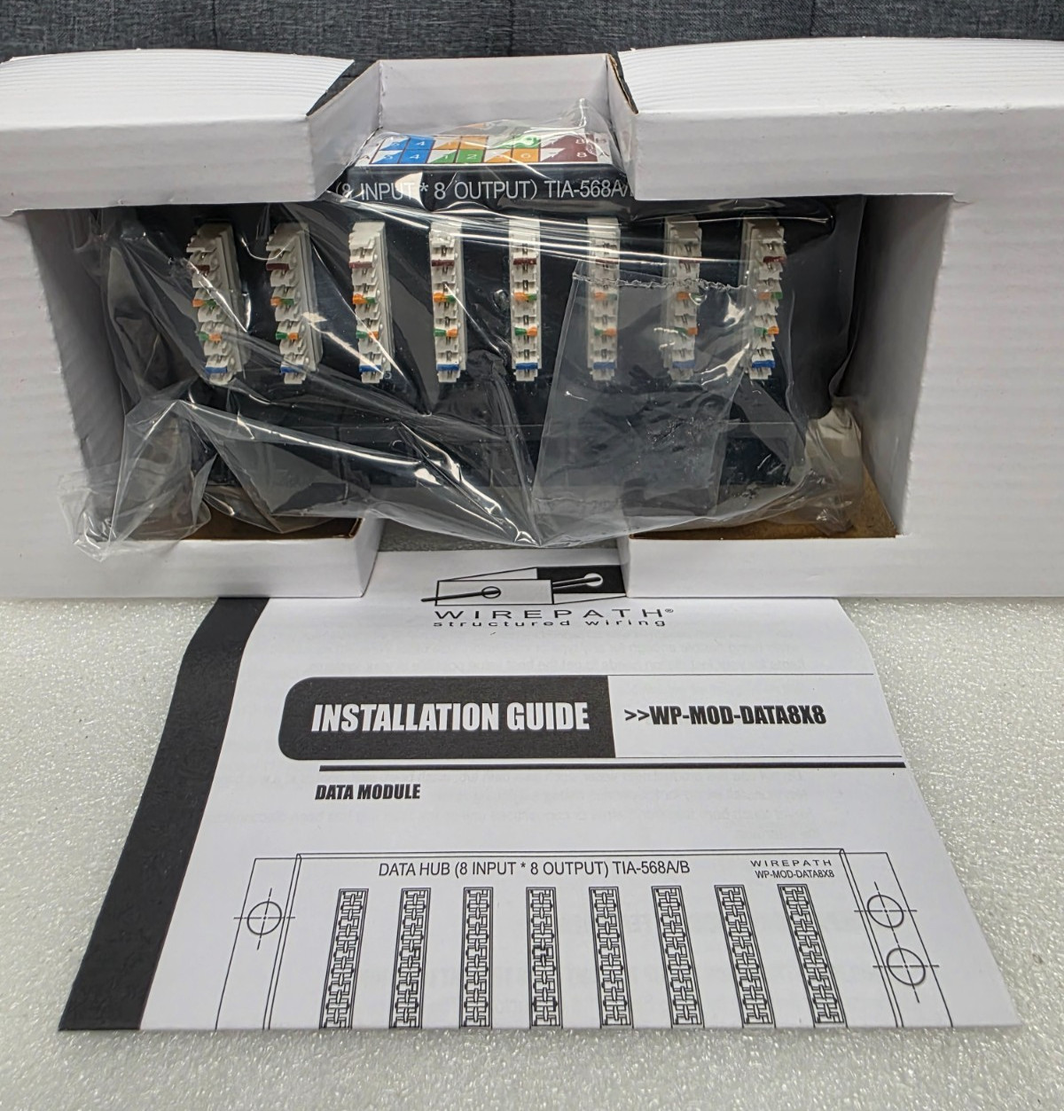 Wirepath Data Patch Module WP-MOD-DATA8x8, 110 punchdown to RJ45 Jack Connection