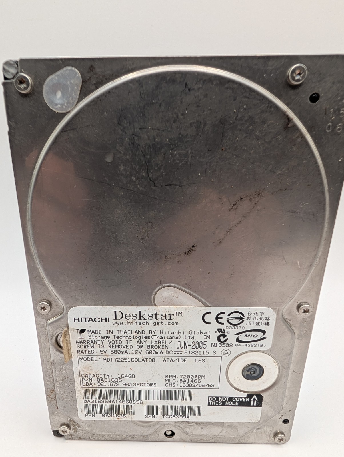 Hitachi Deskstar HDT722516DLAT80 ATA/IDE 164GB 0A31635