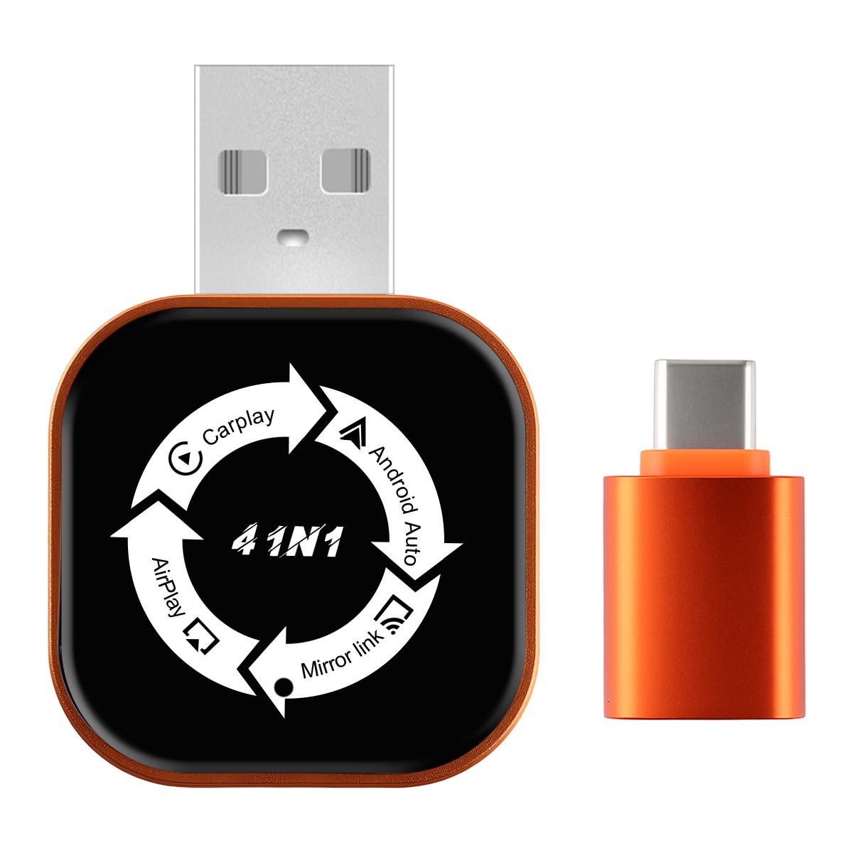 Wireless CarPlay Dongle 4-in-1 AirPlay MirrorLink for Wired OEM Cars Plug & Play