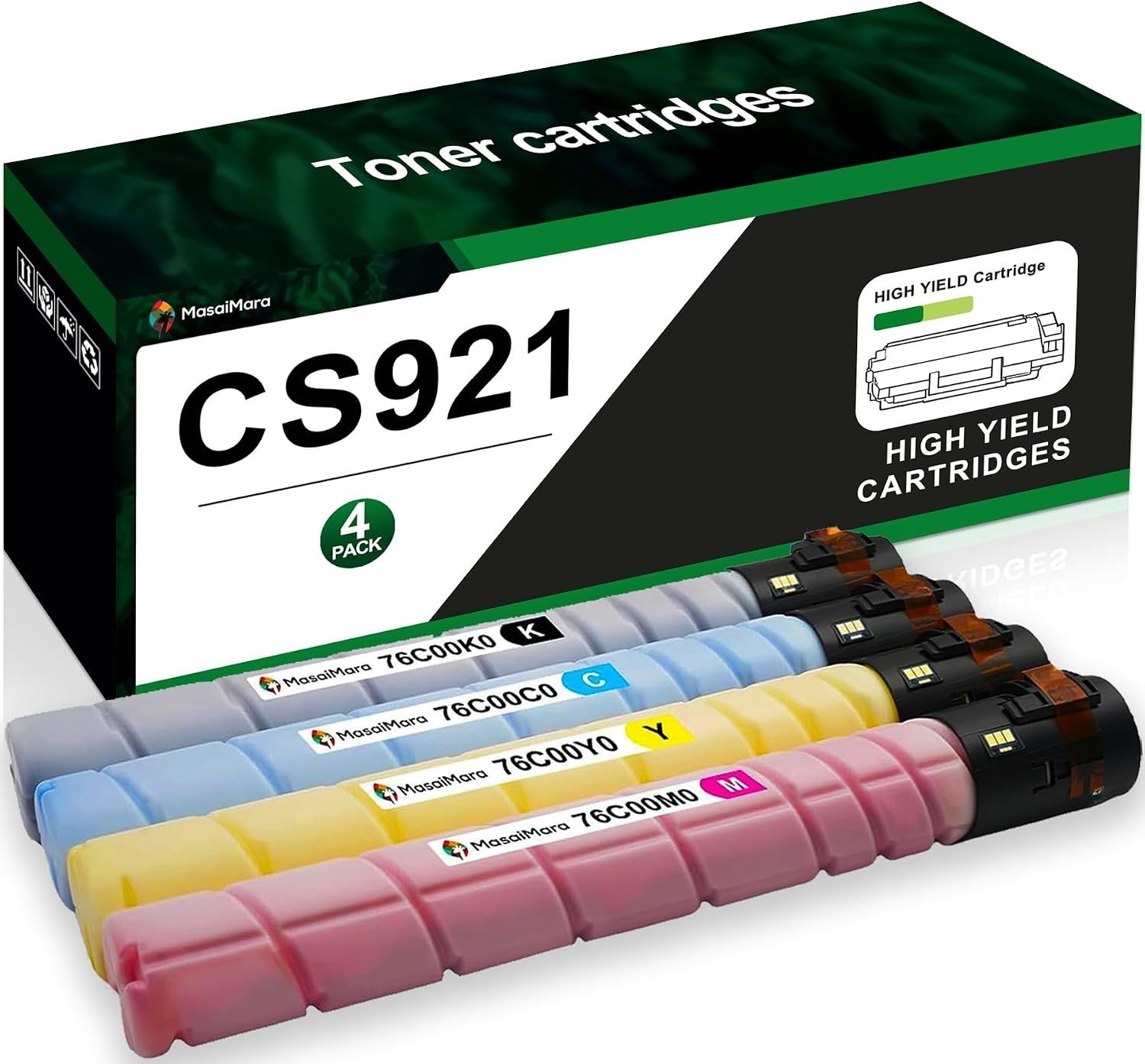 4-Pack Toner Cartridge CS921 Lexmark Black Cyan Magenta Yellow BN With Chip