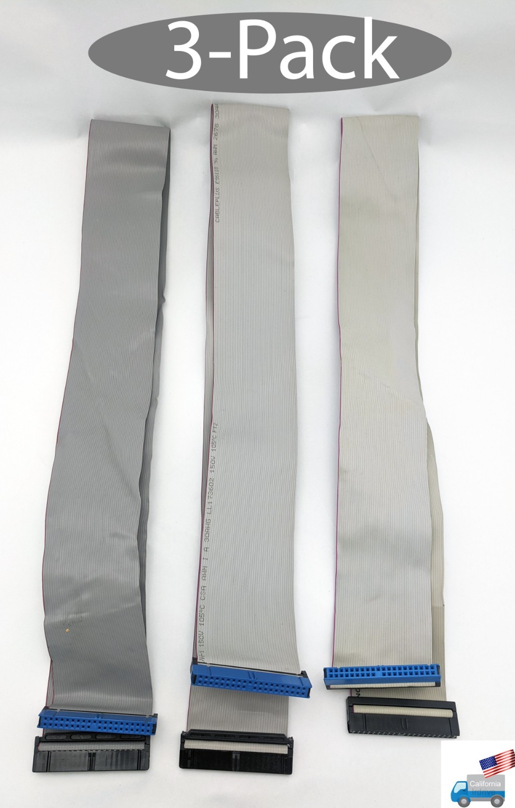 3-Pack: 30" 40-pin 80-wire IDE Hard Drive Ribbon Data Connector Cable HDD