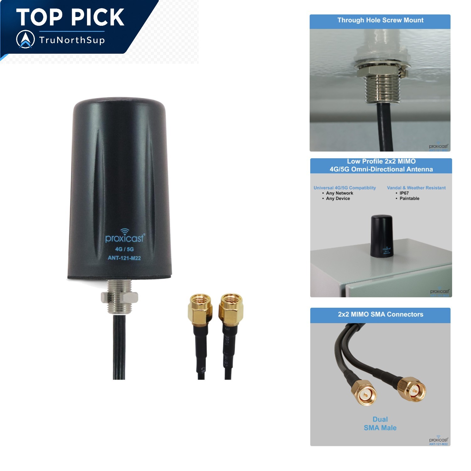Low Profile 4G LTE 5G 2x2 MIMO Omni Antenna for Cellular Routers Modems