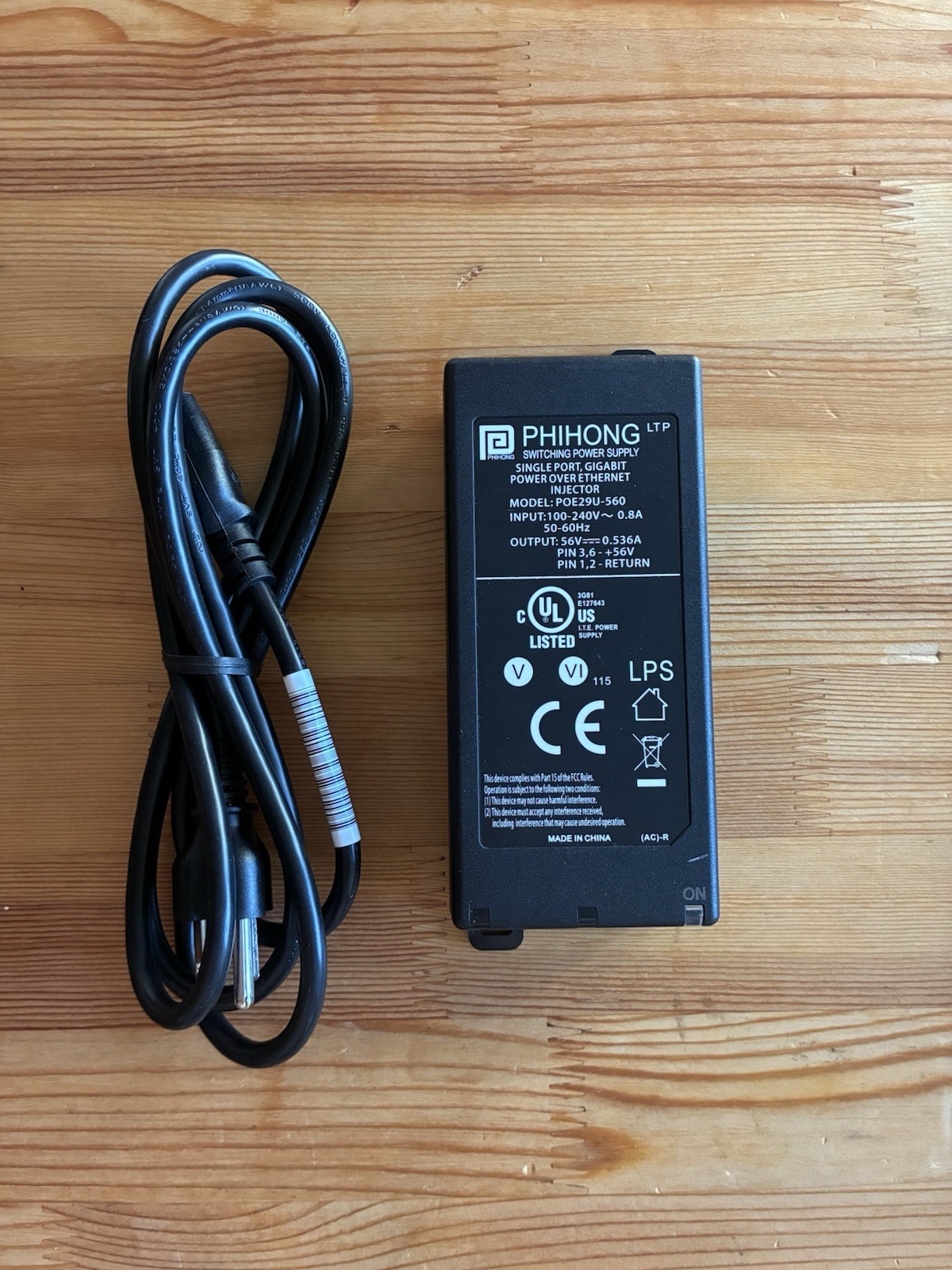 Cisco Meraki MA-INJ-4-US Power Injector PoE 56V w/plug