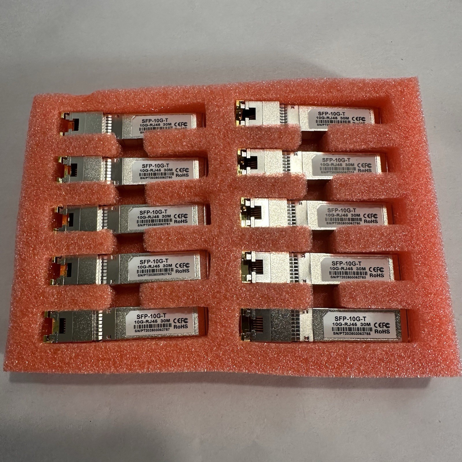 10 Pack 10GBASE-T Copper SFP+ RJ45 Transceiver 30m SFP-10G-T
