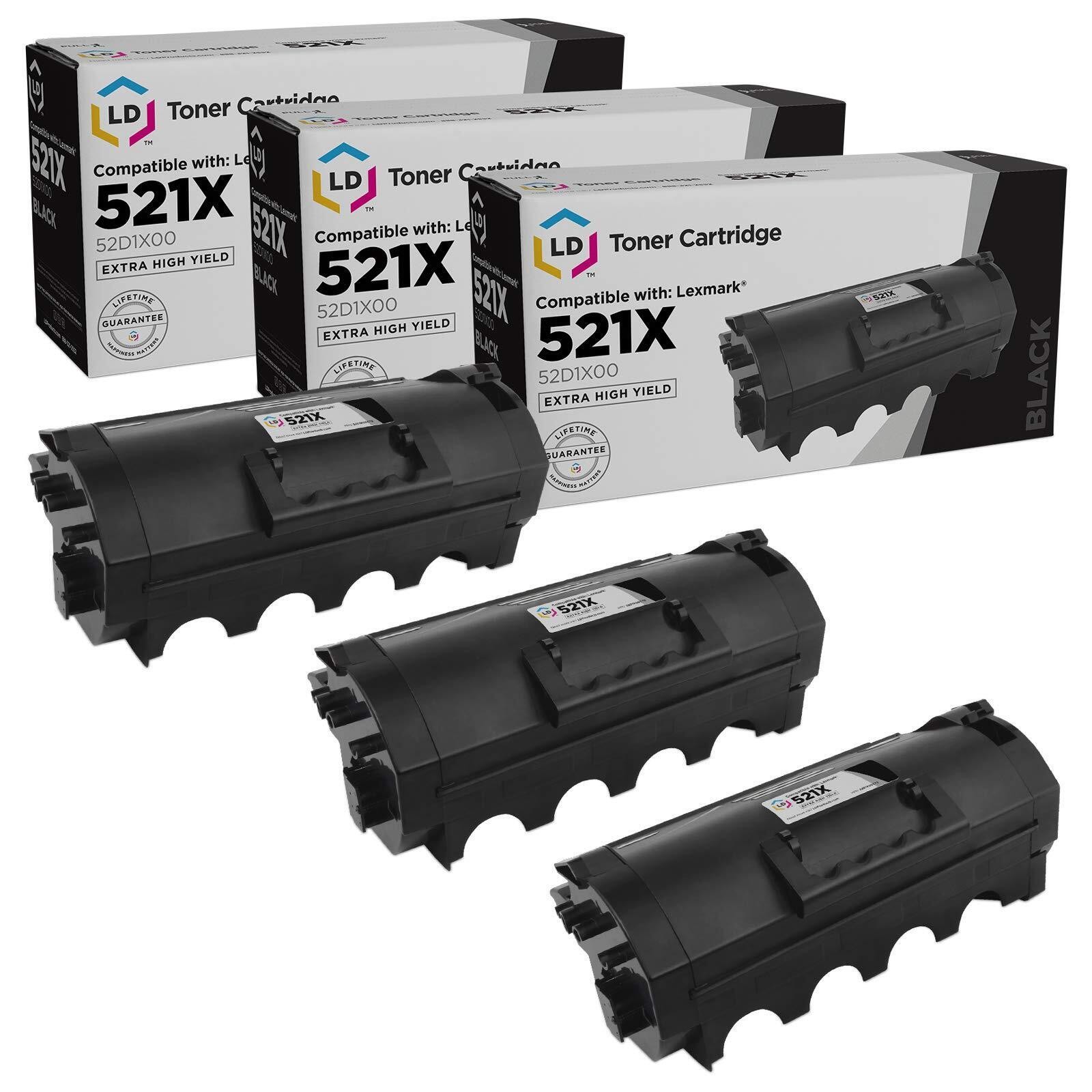 LD Compatible Lexmark 52D1X00 / 521X 3pk EHY BLK Tonerss for MS811/MS812 Series