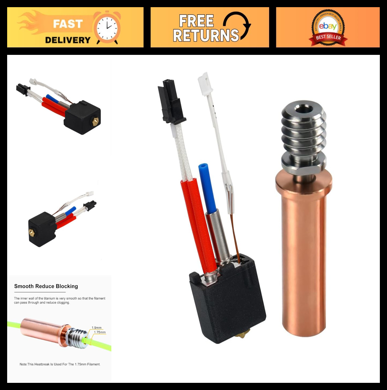 24V 65W High-Speed Extruder Volcano Hotend with Bimetal Heatbreak for 3D Printer