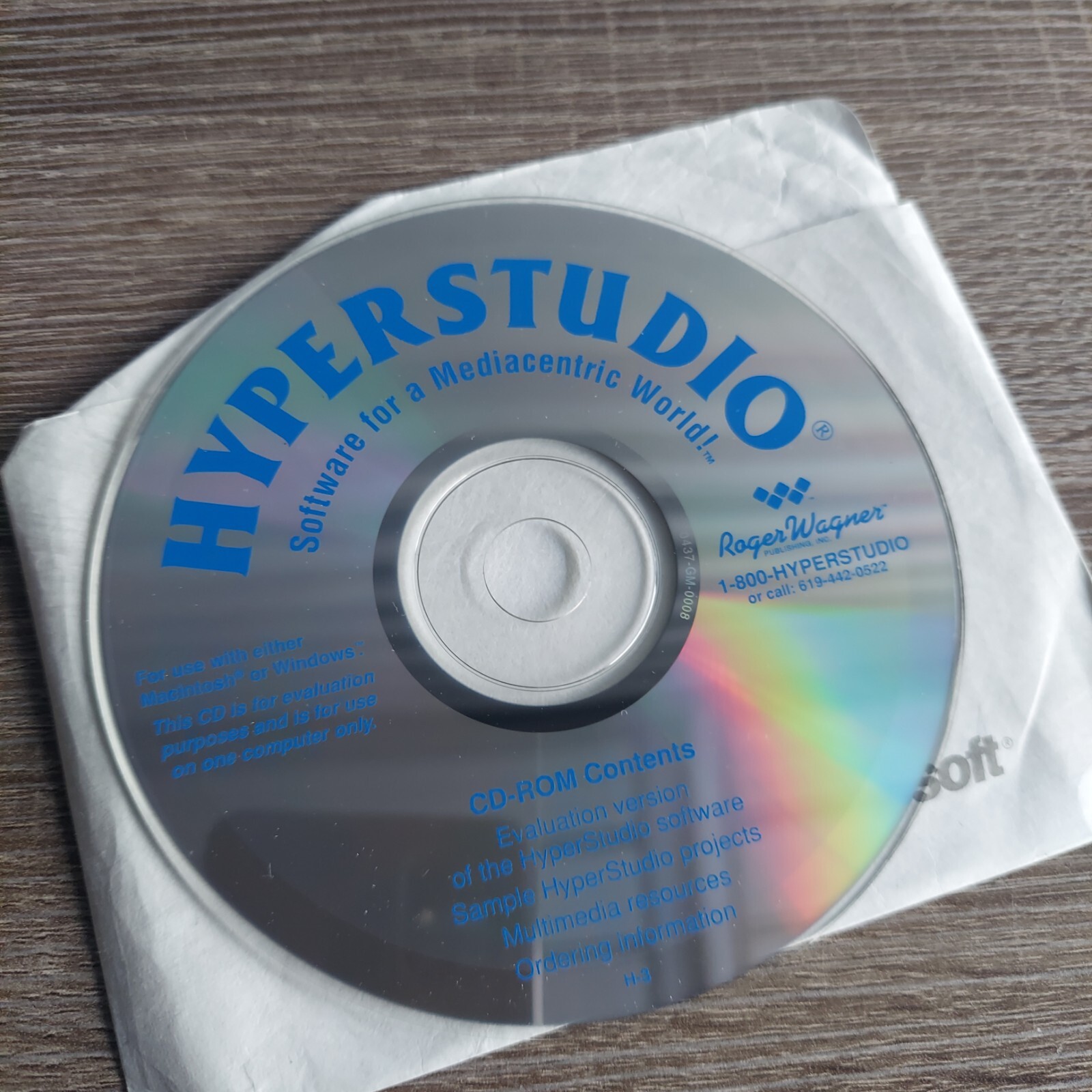 Vintage Hyperstudio Software For Mediacentric World CD-ROM