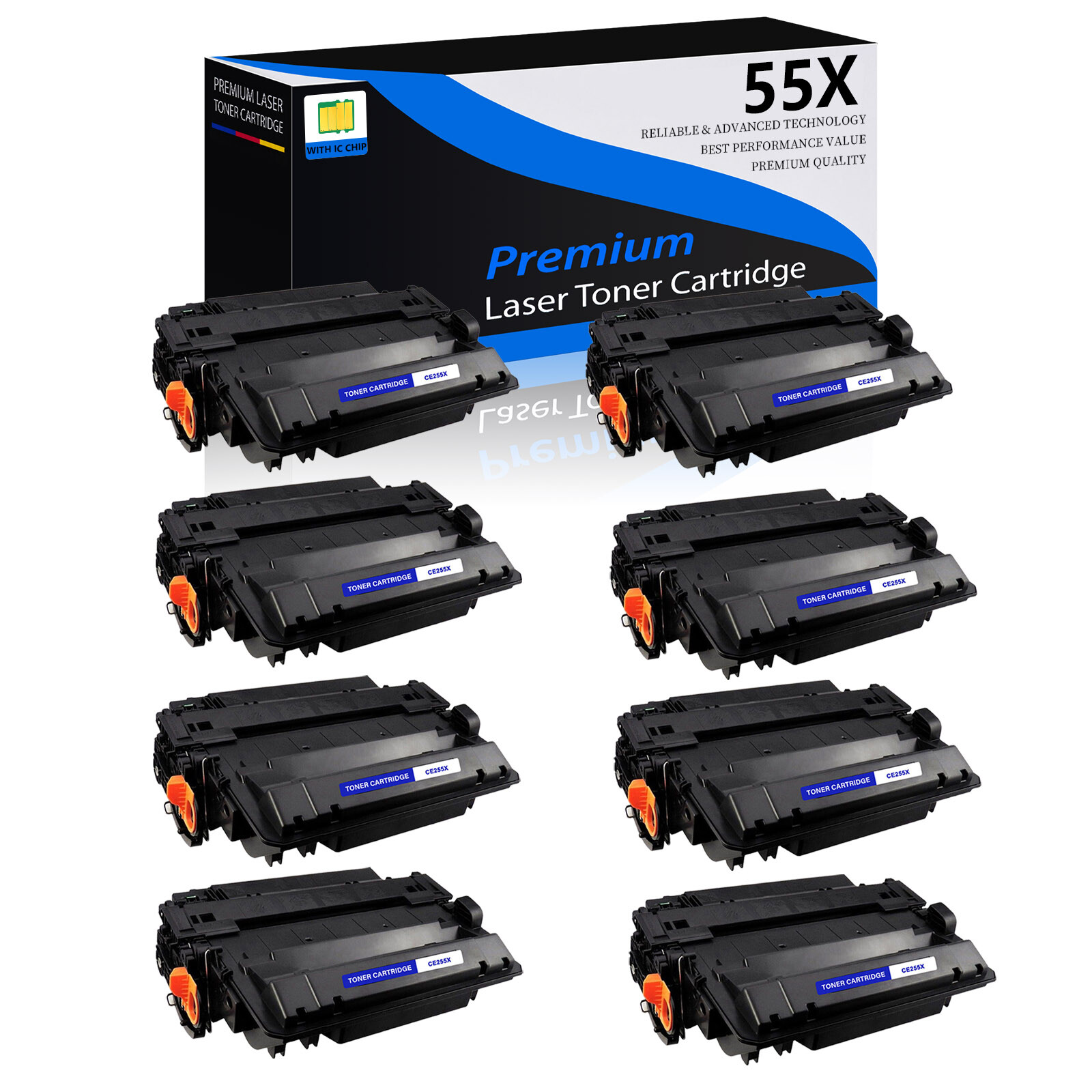 Fit for HP 8PK BK Toner Cartridge CE255X 55X LaserJet P3010 P3015 P3015d P3015dn