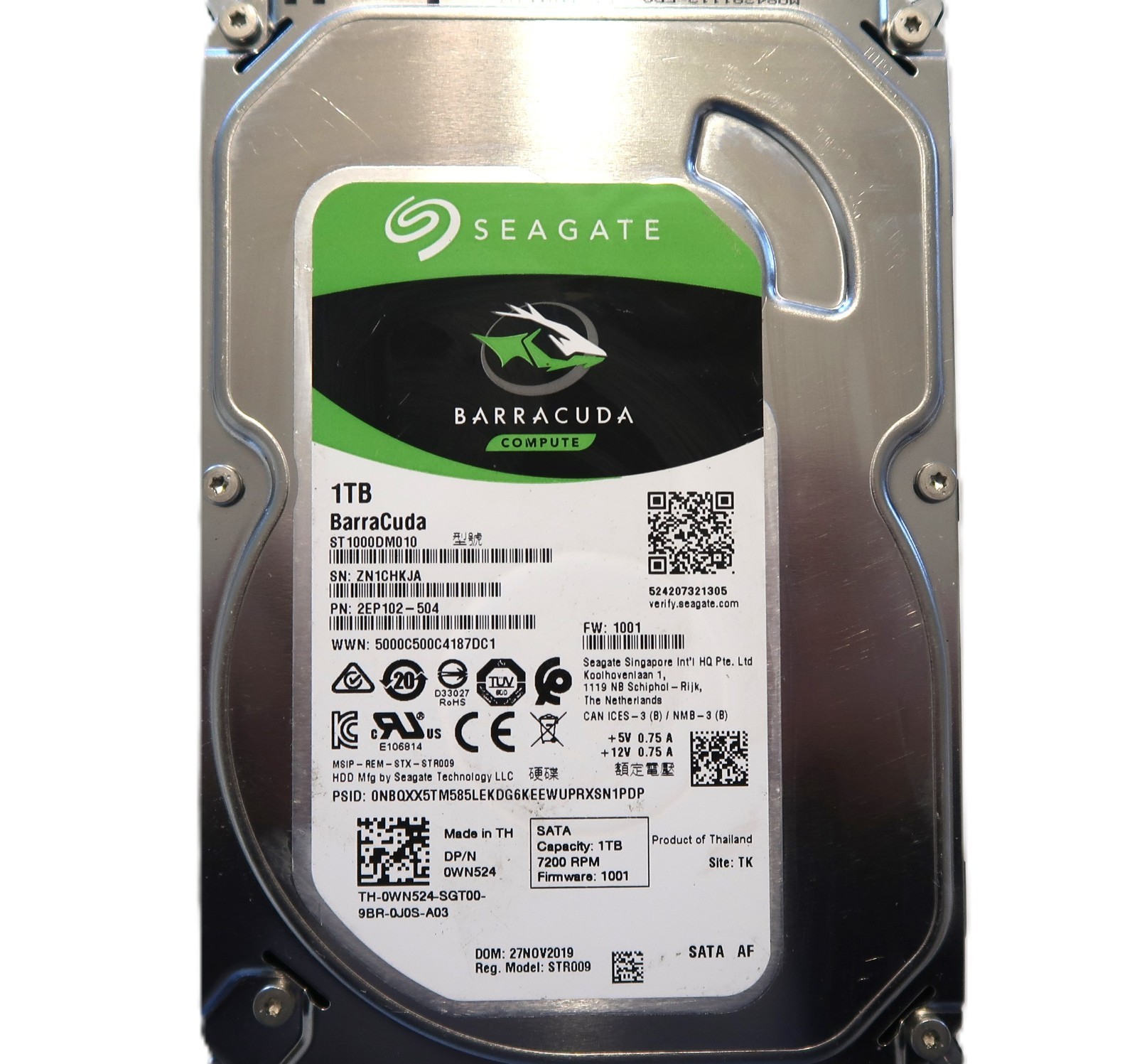 Seagate ST1000DM010 2EP102-504 1001 (ZN1) TK Thailand 3.5" 1TB Sata HDD NOV/2019