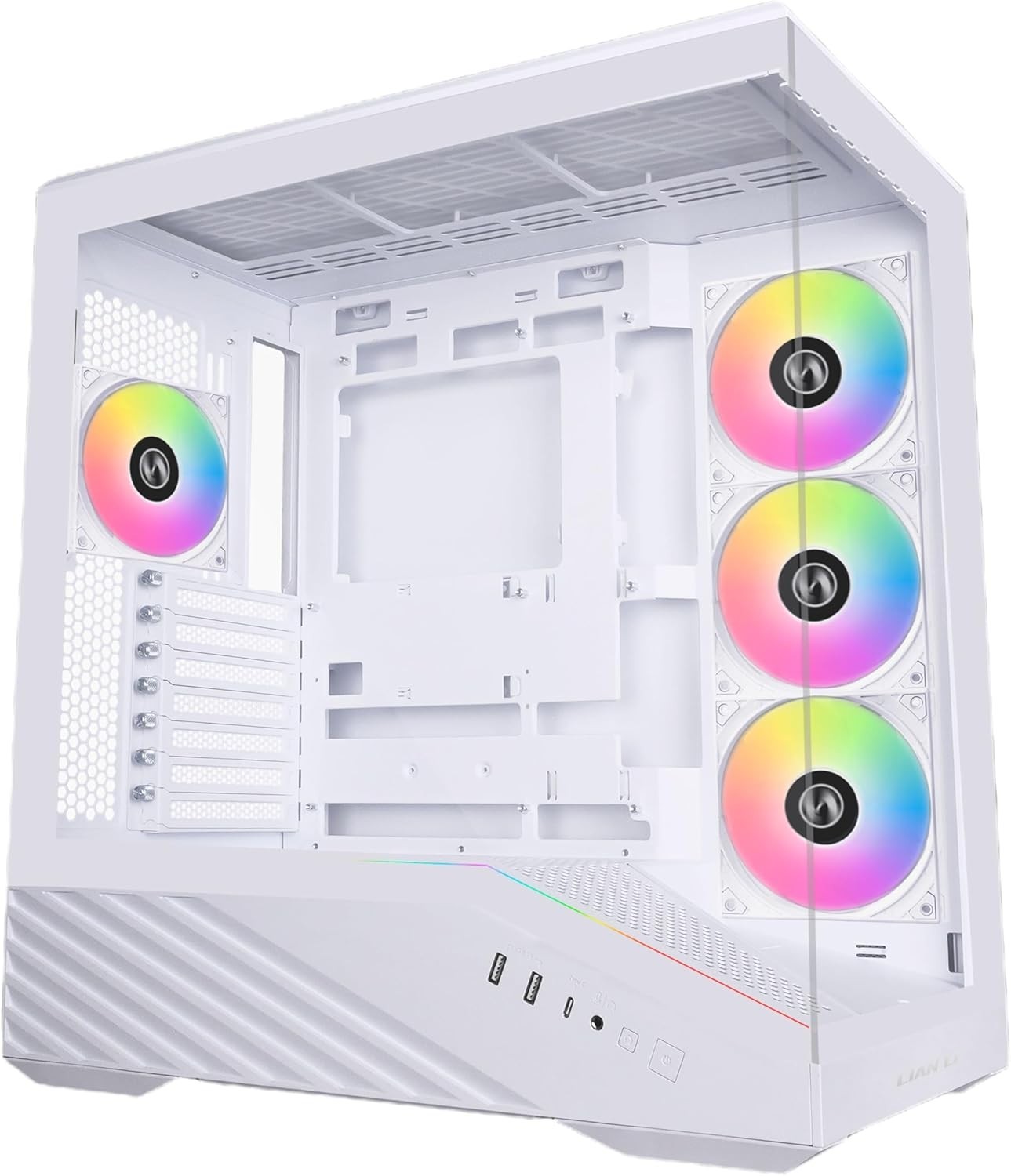 Elegant White V100 Mid-Tower Case - 4 Pre-installed ARGB Fans & Dust Filters