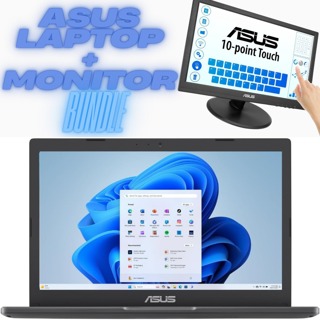ASUS Vivobook Go 11.6” HD Laptop  (4GB/128GB SSD) + ASUS VT168 15.6" HD Monitor