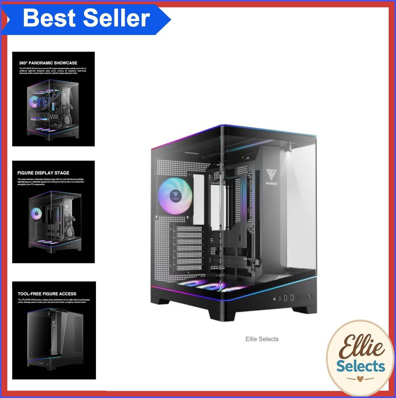 Mid Tower Gaming PC Case ATX Micro ATX Mini ITX 4 ARGB Fans Curved Tempered