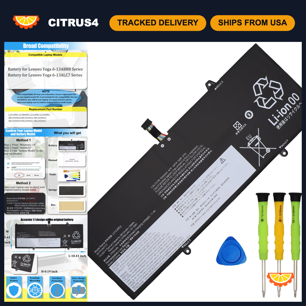 Battery Replacement for Lenovo Yoga 6-13ABR8, L21M4PE2, L21C4PE2, High Capacity