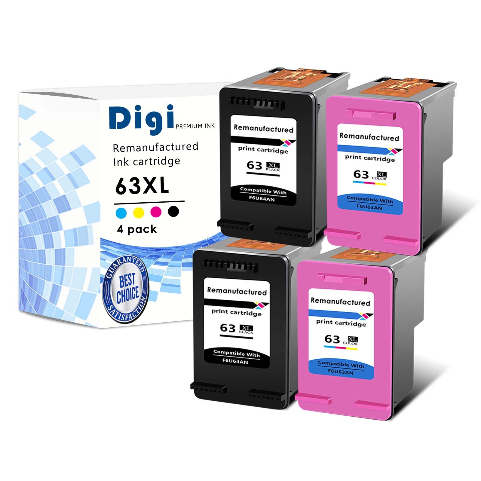 4PK 63XL Ink Cartridge FOR HP DeskJet 1110 3630 3636 3638 3639 ENVY 4525 4528