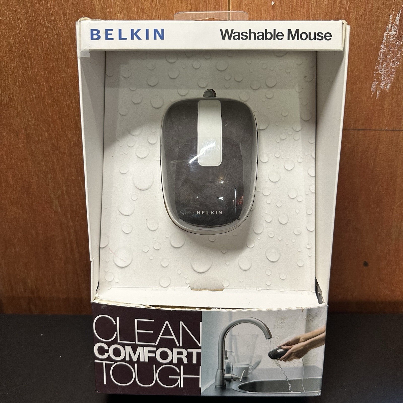 NEW BELKIN Waterproof Washable Optical Mouse 1200dpi USB Wired Multi Surface HTF