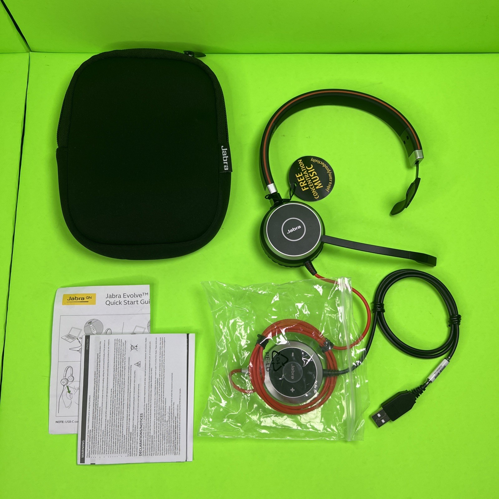 JABRA EVOLVE 40 MONO HEADSET HSC017 W/ ENC010 * NEW /Opened -SAME DAY - WARRANTY