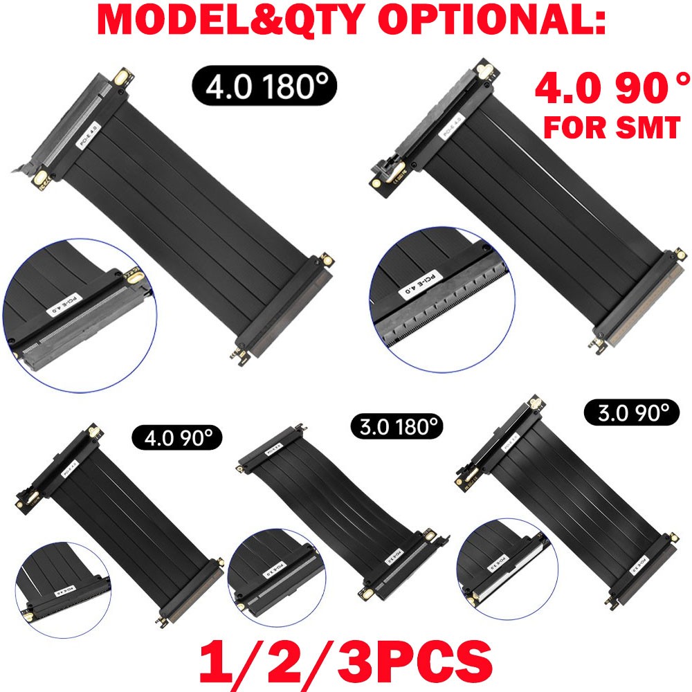 1/2/3Pc For PCI-E 3.0/4.0 16x Riser Cable Graphics Card Extension Cables HOT