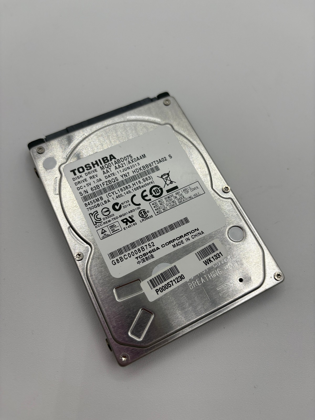 Toshiba MQ01ABD075 750GB 5400RPM 2.5" SATA Laptop Hard Drive