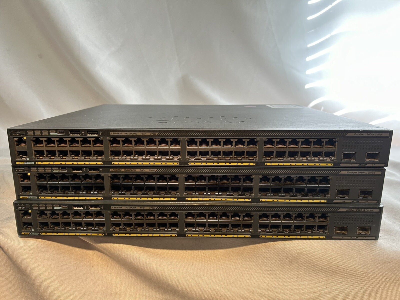 Cisco WS-C2960X-48LPD-L Lot Of 3x 48GbE PoE 2xSFP+ LAN Base Switches For Parts