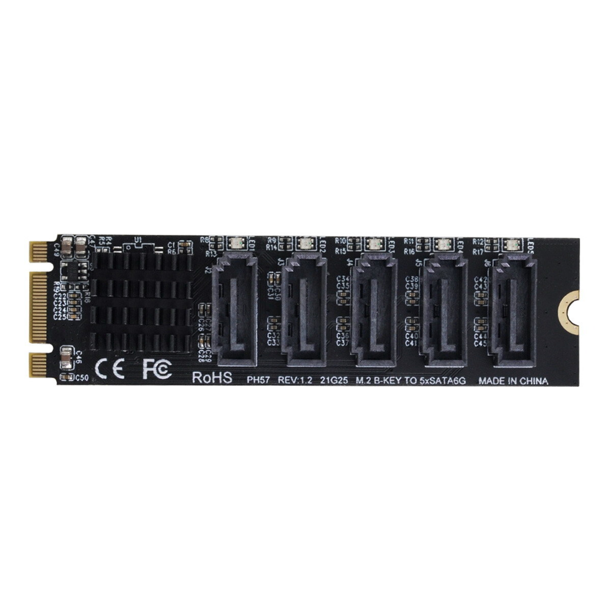 Cablecy 5 Ports Adapter Converter Port SATA 3.0 6Gbps JMB575 2280 NGFF Key B+M