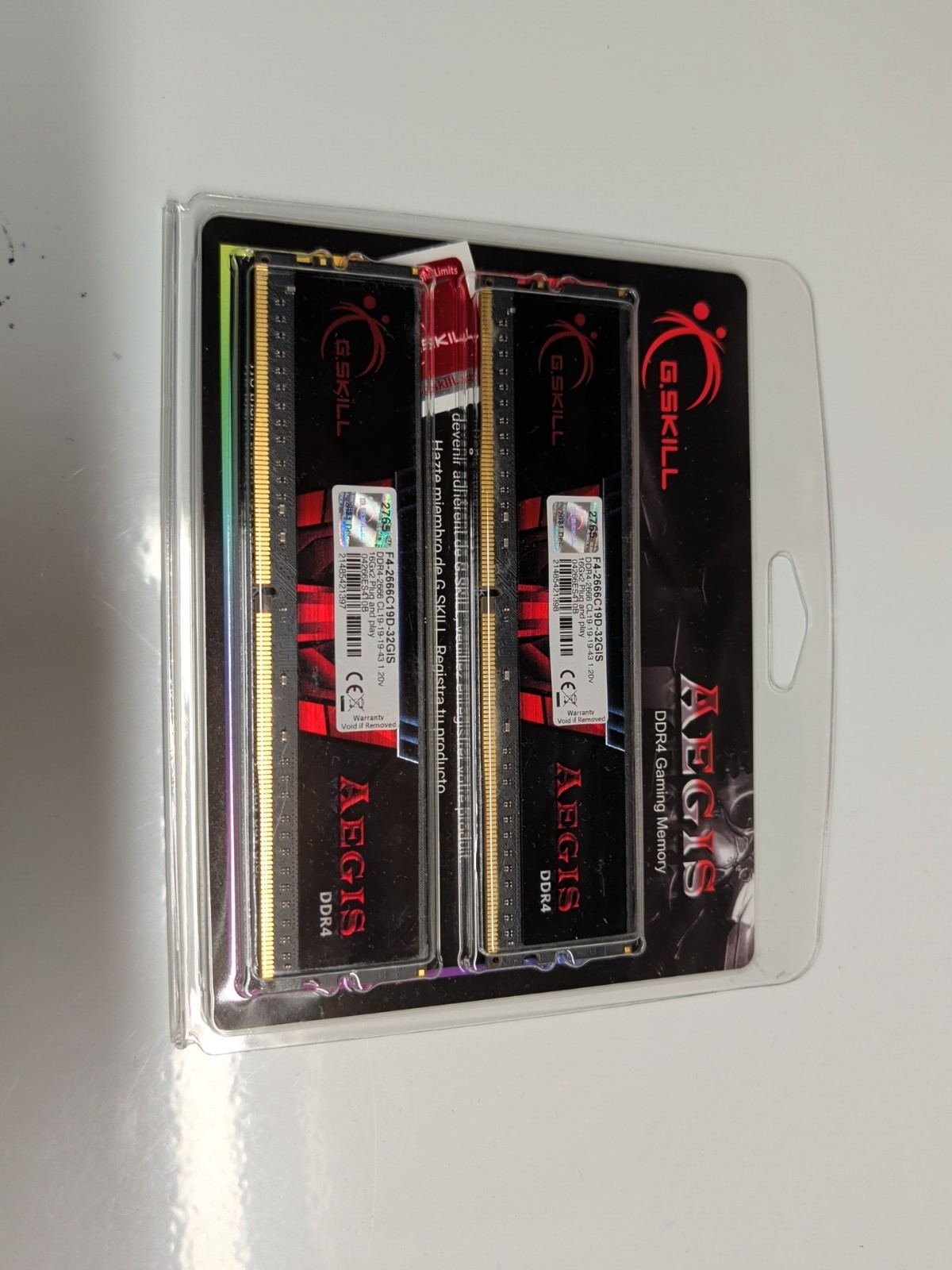 G.SKILL Aegis 32GB (2x16GB) DDR4-2666 288-Pin DIMM Unbuffered RAM
