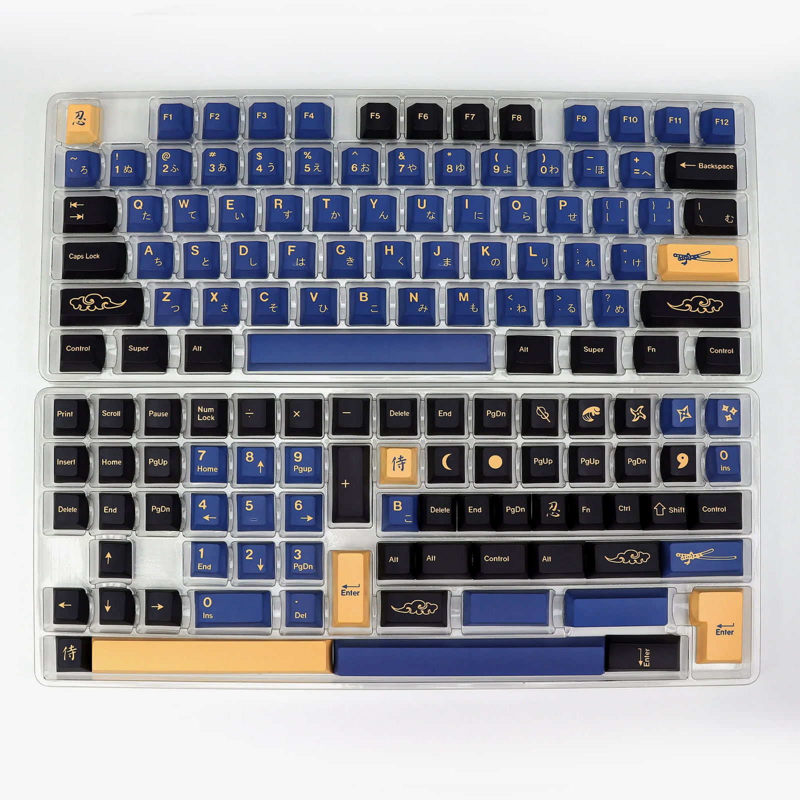 KBDiy GMK Blue Samurai PBT Keycaps 140-Key Cherry Profile Mechanical Keyboard