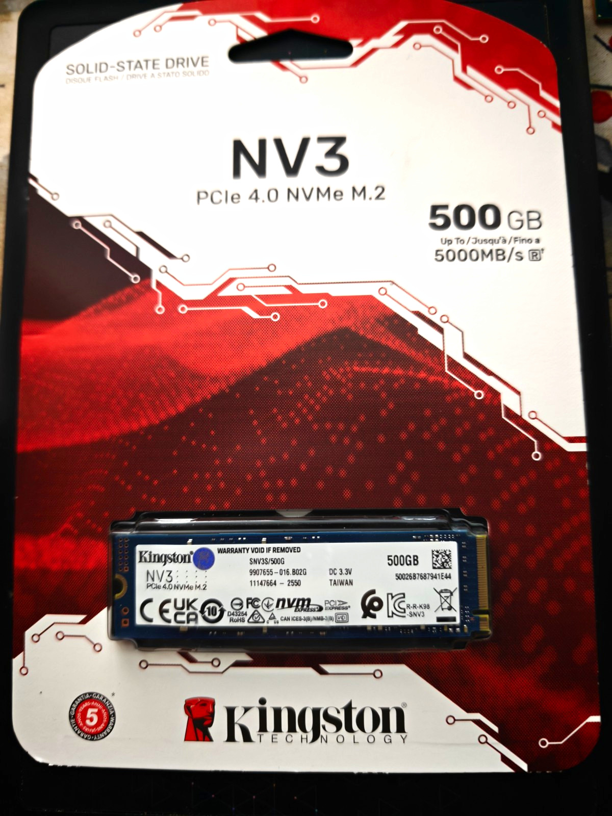 Kingston NV3 500GB PCIe 4.0 NVMe M.2 Internal SSD 5000MB/s SNV3S/500G