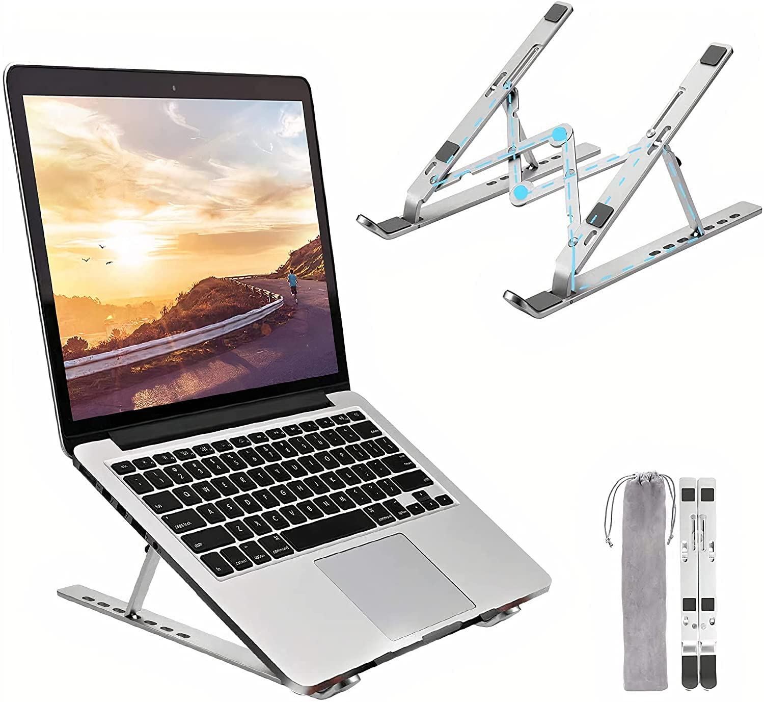 Aluminum Laptop Stand Adjustable Foldable Portable Desk Riser 10-17 Inch
