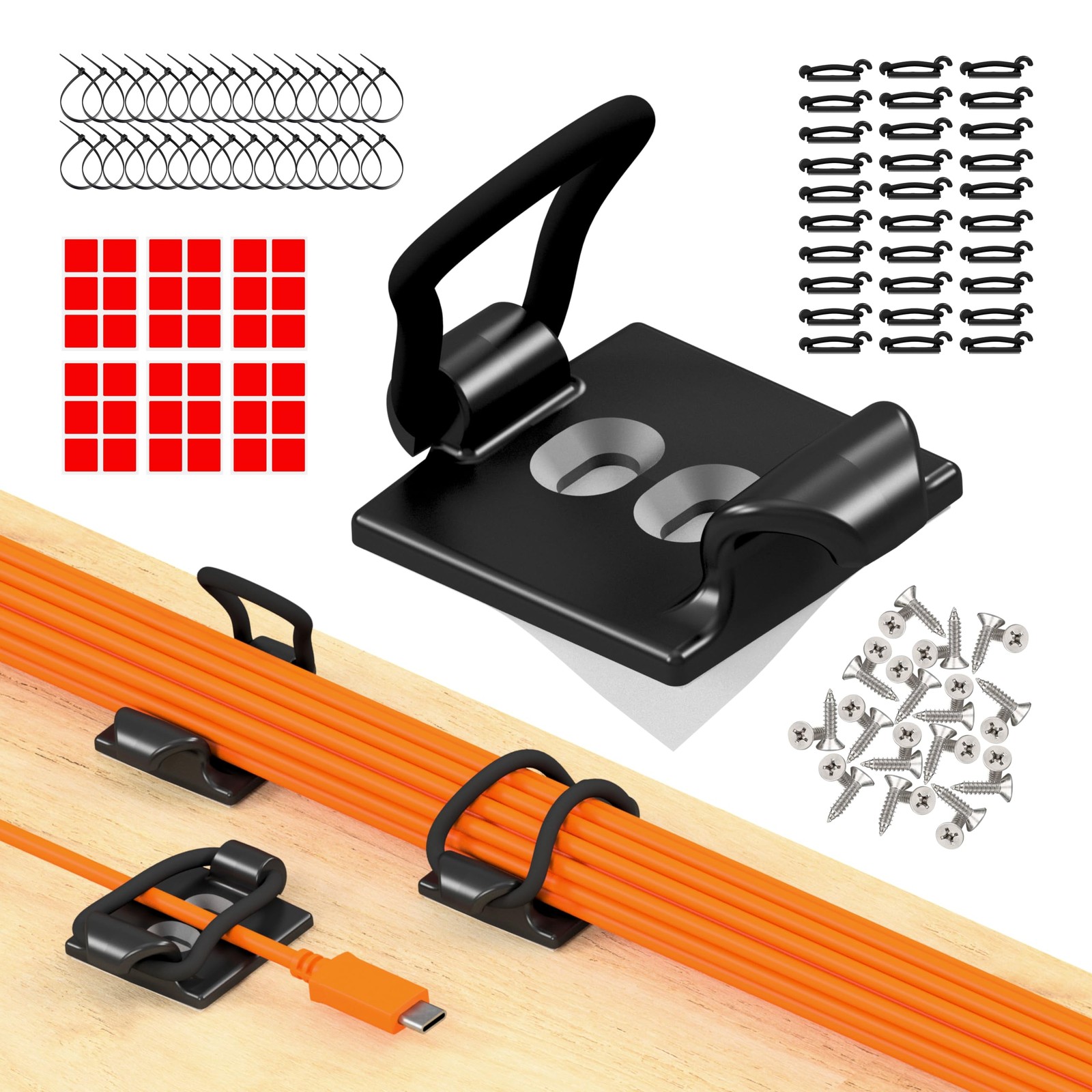 CableGenie Adjustable Cable Tidy Clips 30 Pack, Black