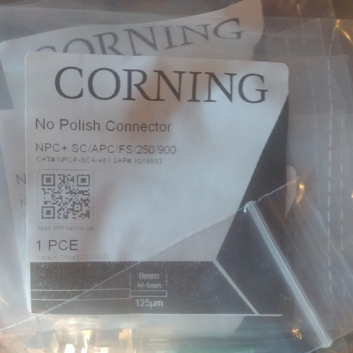 Corning NPC+ No Polish SC/APC-SC/APC Fiber Connector NPCP-SCA-48 Green/Black