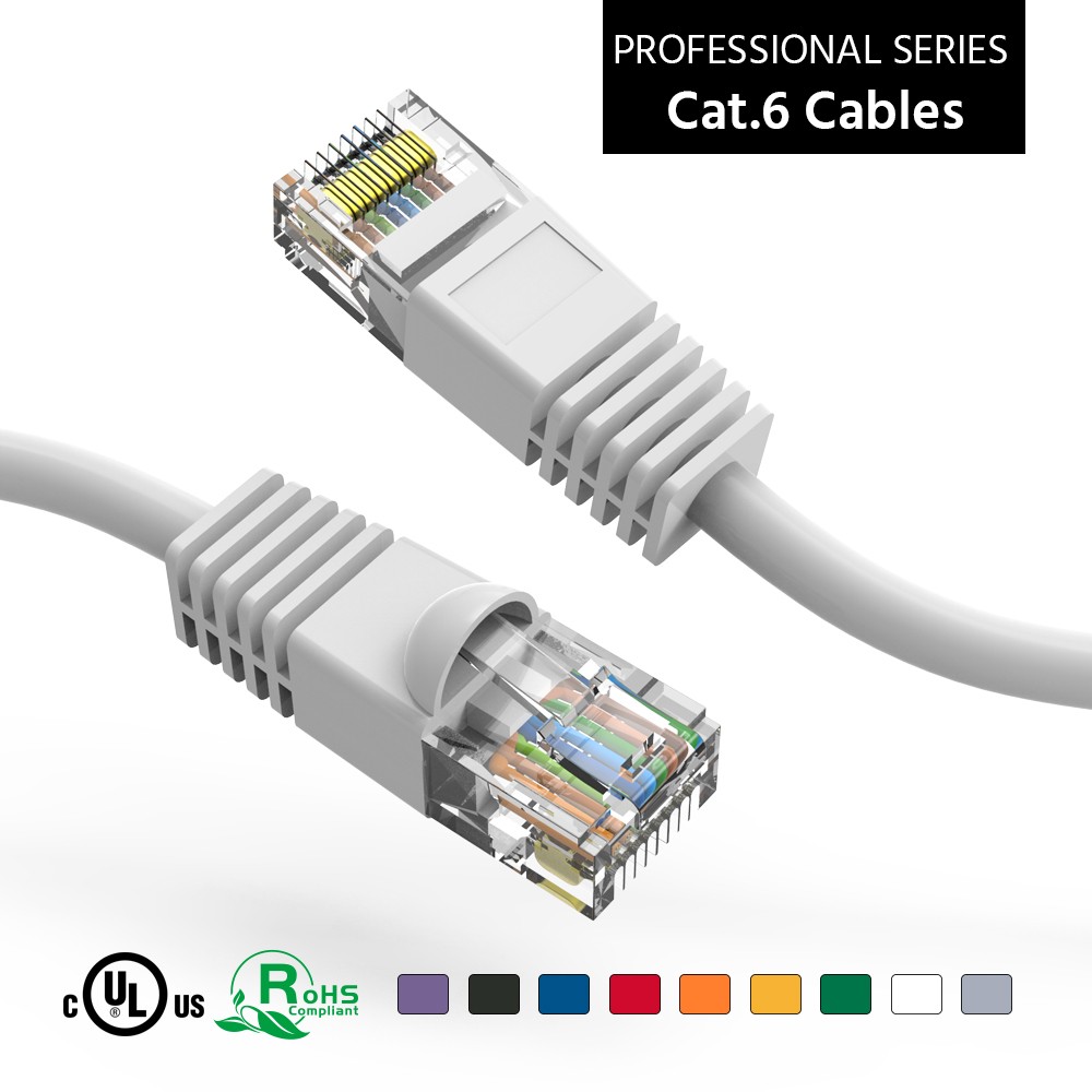 10 Pack of 100Ft CAT6 UTP Ethernet Network Booted Cable 10-100 Feet White