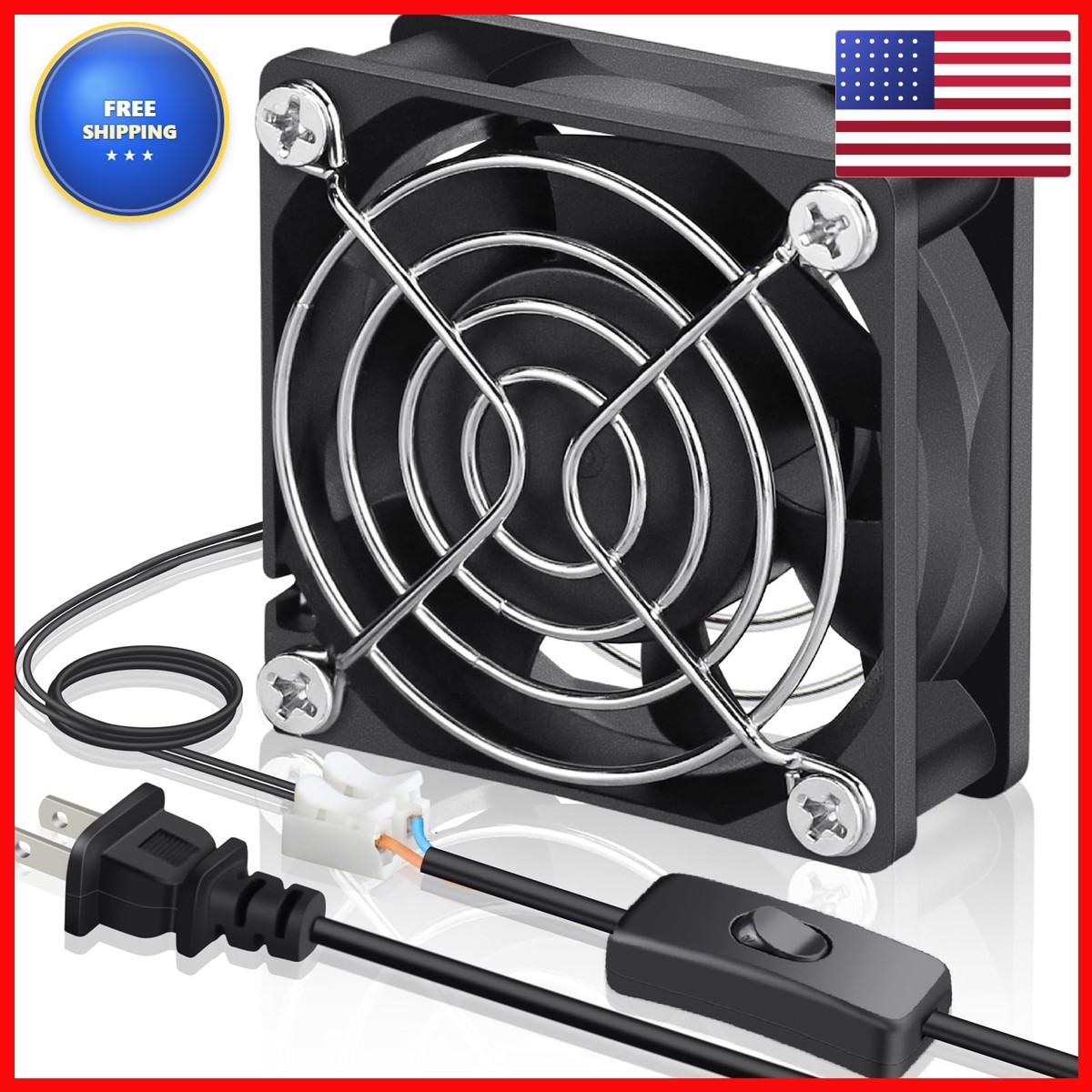 GDSTIME 60mm x 25mm EC Axial Cooling Fan, 110V 120V AC, Dual Ball Bearing