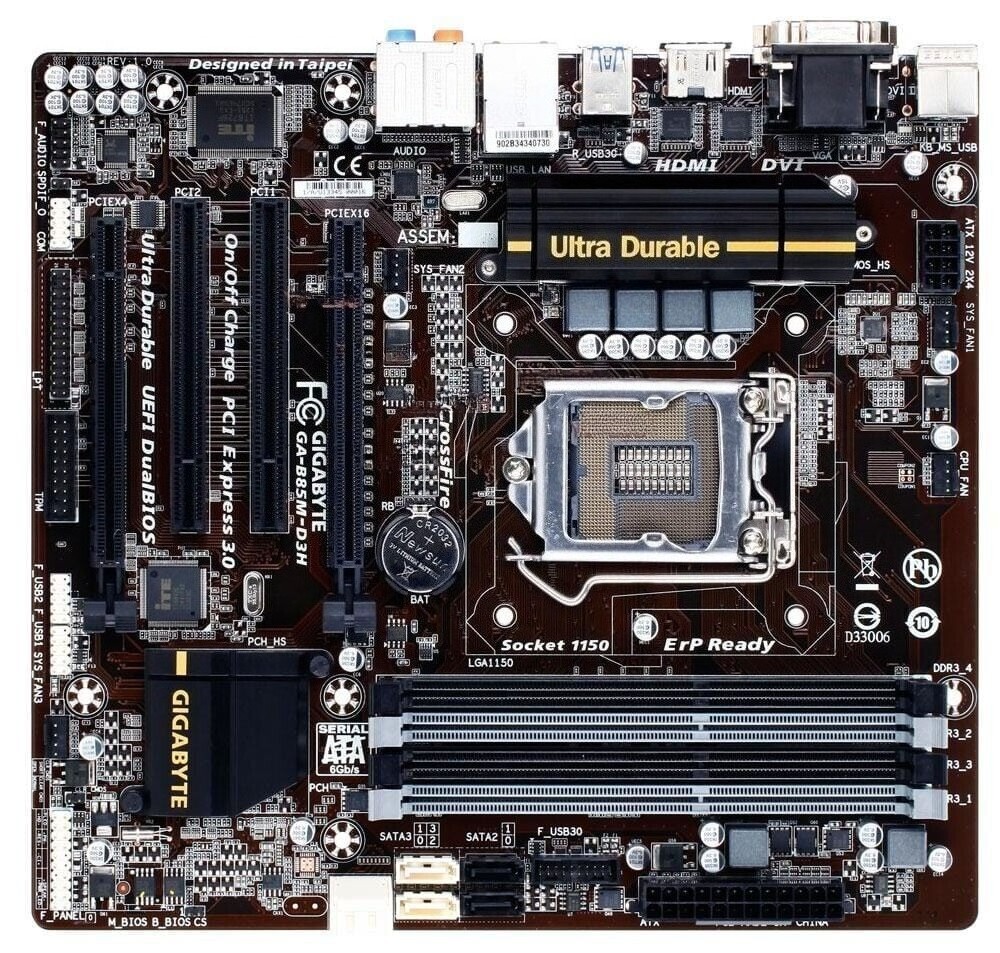 GA-B85M-D3H Gigabyte M-ATXMotherboard 1150 ddr3 B85 usb3.0 4memoryslot