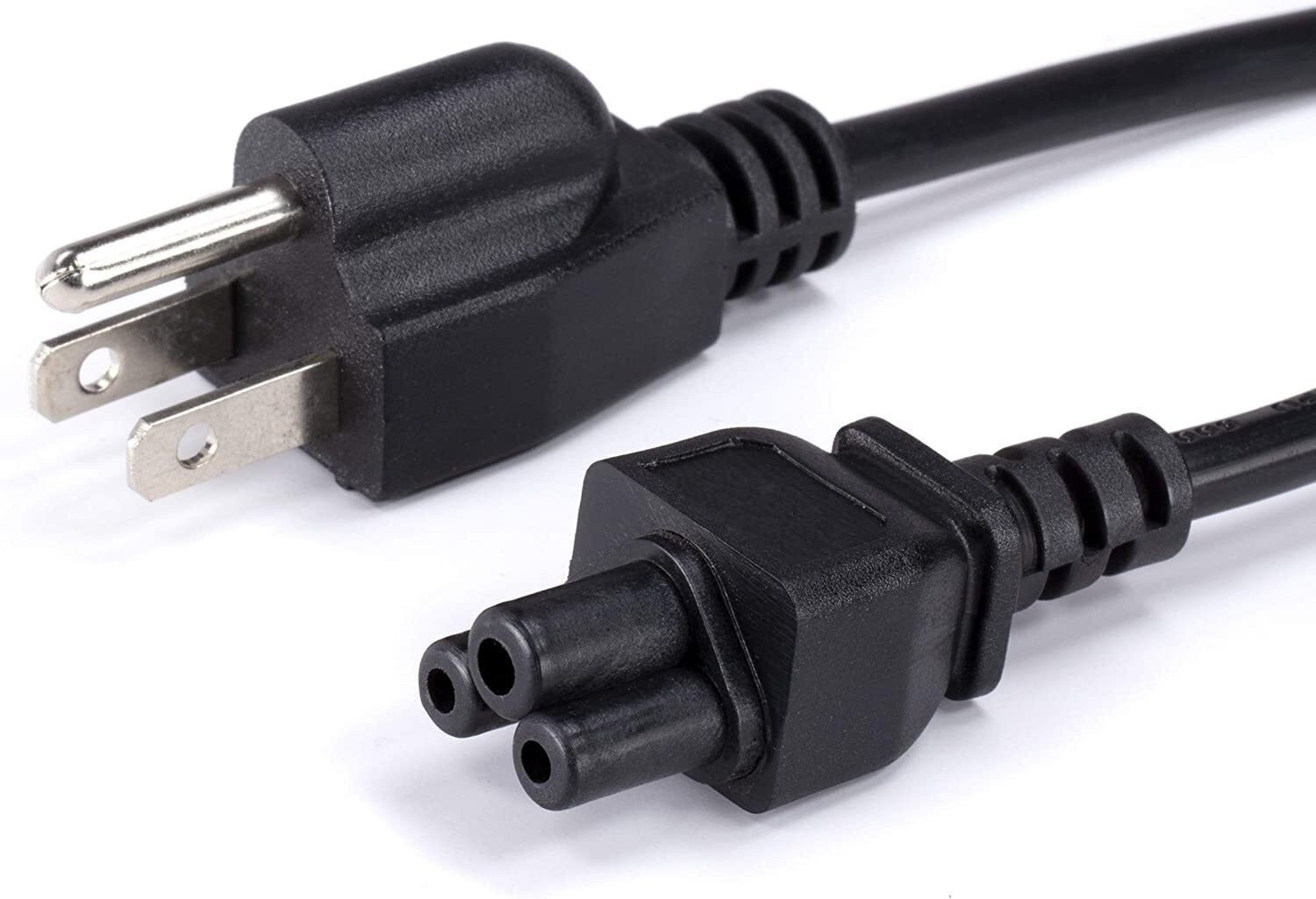 3 Prong AC Power Cord - NEMA 5-15P to C5 - 18 AWG - Mouse Ears - Black, 3 Feet