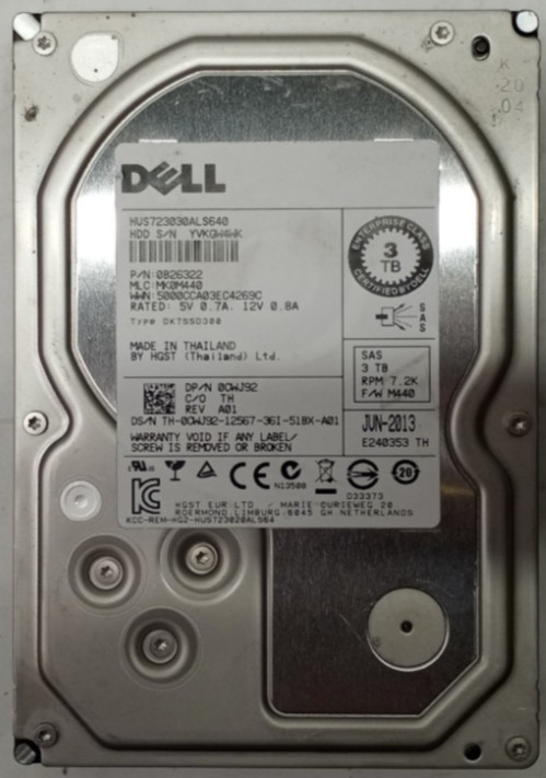 Hitachi Dell HUS723030ALS640 3TB Internal Hard Drive 3.5" SAS 7200RPM TH434