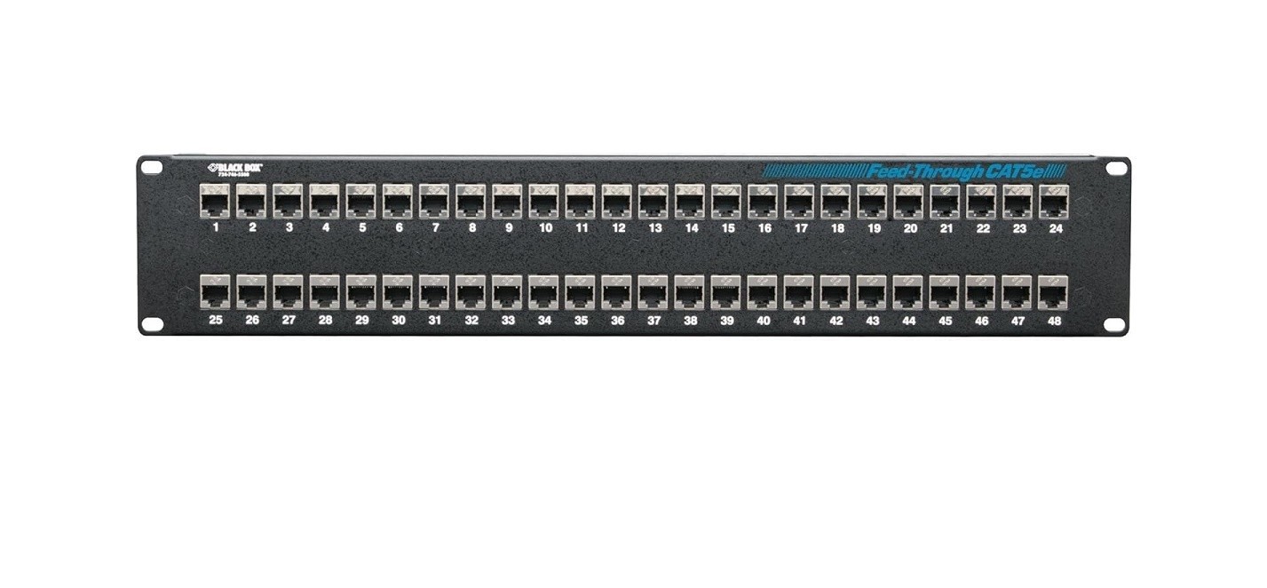 Black Box 48-Ports CAT5e Panel 2U Shielded Through Patch JPM806A-R2