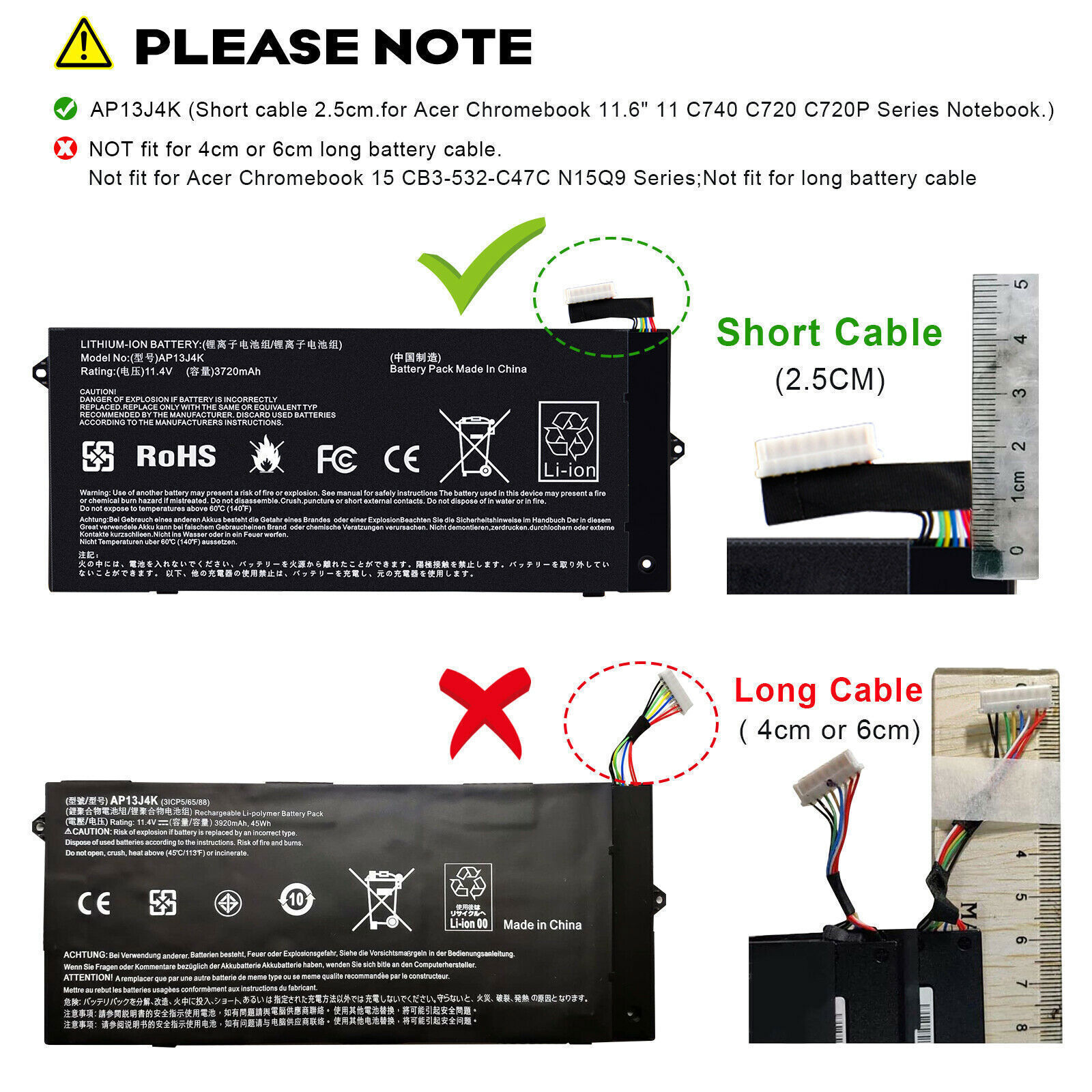 NEW AP13J3K AP13J4K Laptop Battery for Acer Chromebook 11.6" C720 C740 C720-2848
