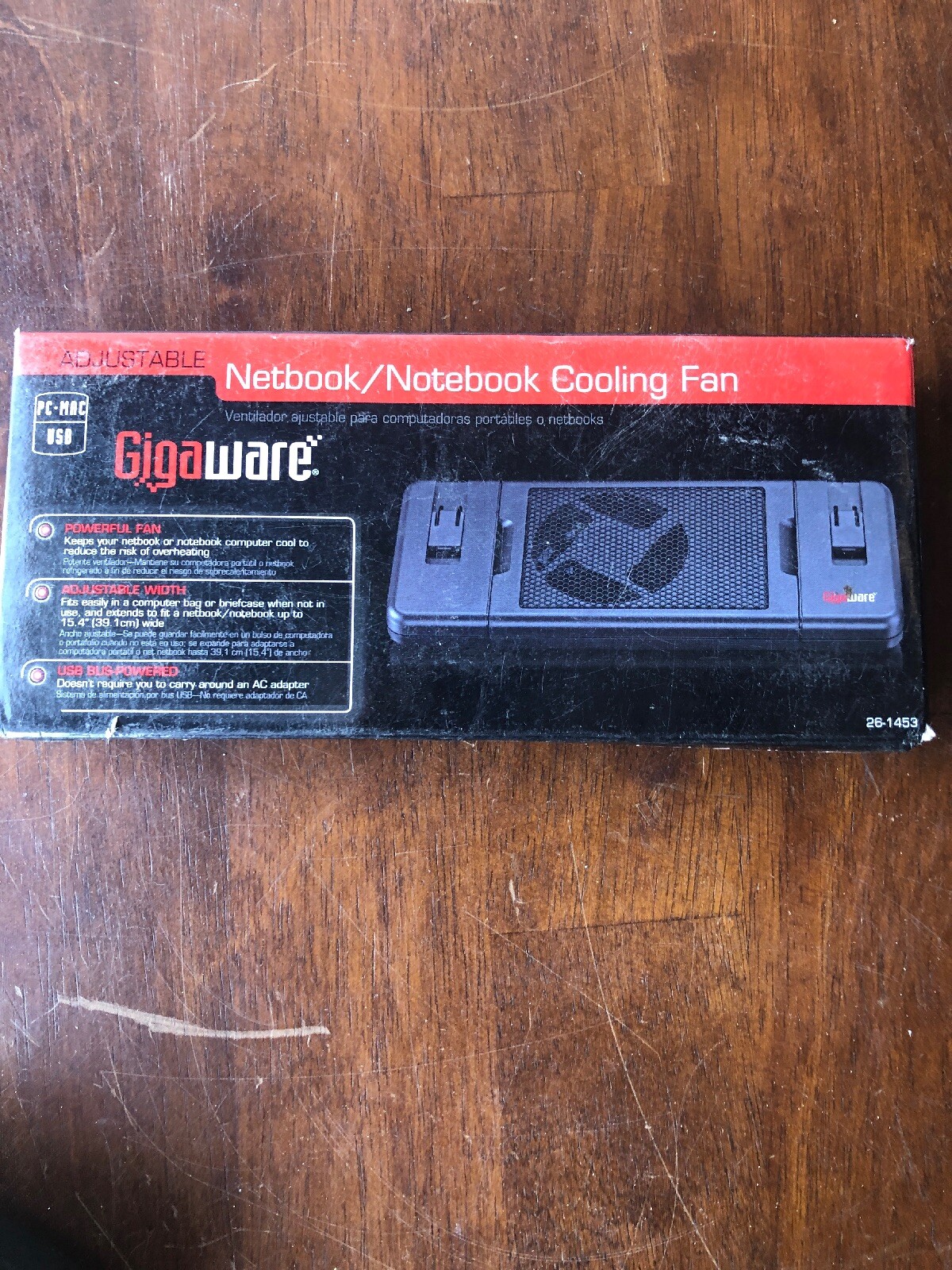 #26-1453 - Gigaware Notebook Cooling Fan. Black. Adjust width. USB Bus power