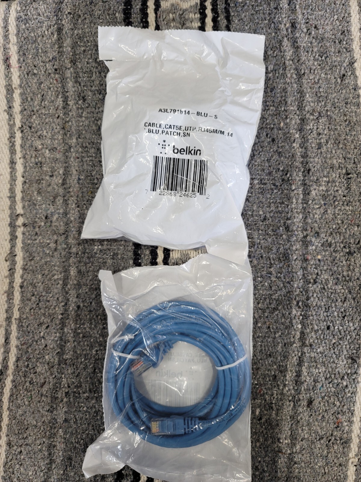 *2x* Belkin Cables A3l791b14-blu-s 14ft Cat5e Blue Snagless Rj45 M/m Patch Cable