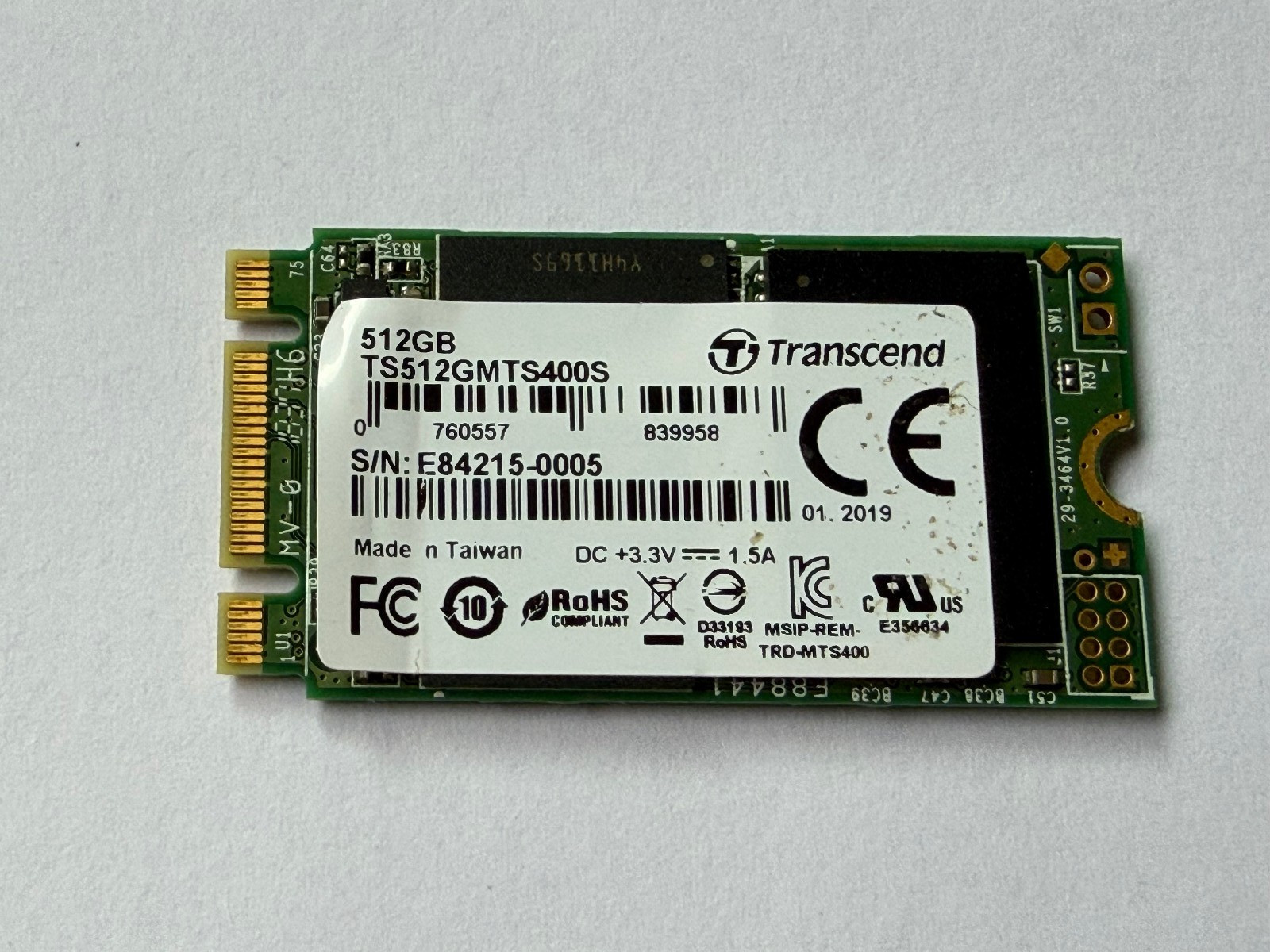 Transcend TS512GMTS400S 512GB NGFF M.2 2242 SATA III 6GB/s SSD For Lenovo Laptop