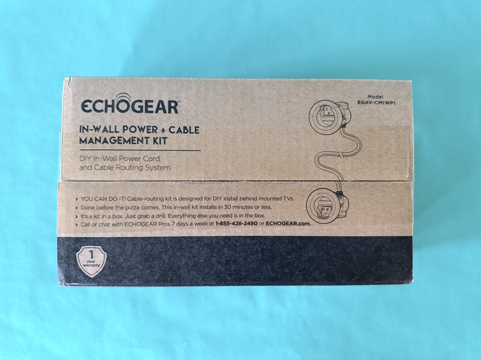 ECHOGEAR In-Wall Power + Cable Management Kit EGAV-CMIWP1 New TV Cord Hider