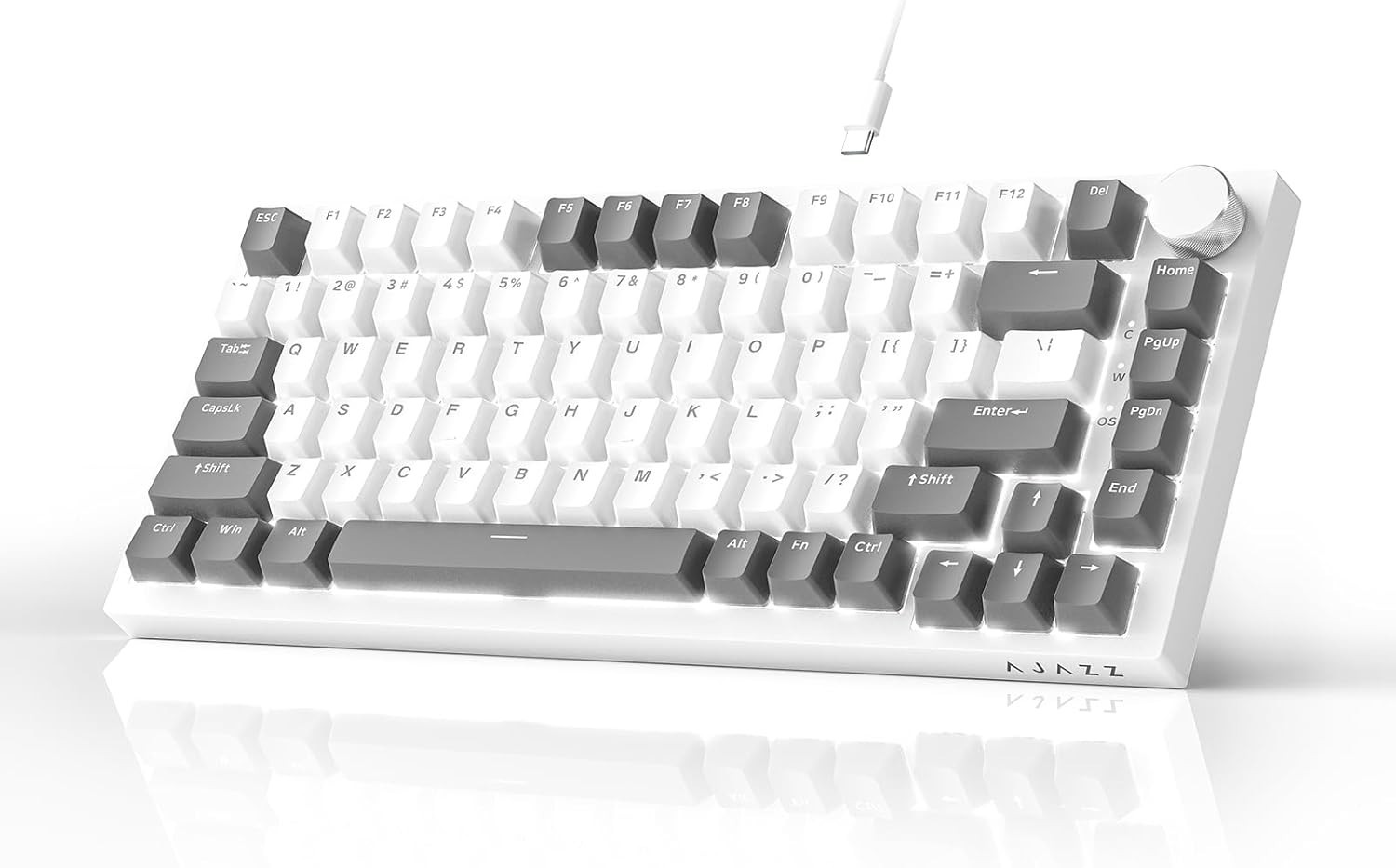 AJAZZ AK820 75% Mechanical Gaming Keyboard RGB Hot-Swap USB-C Knob Linear Switch