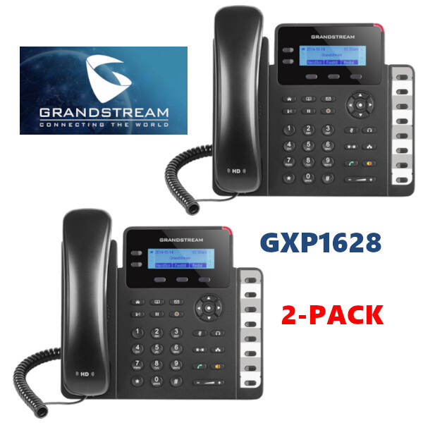 2 Pack Lot Grandstream GXP1628 Gigabit IP Phones 2 Line HD PoE VoIP 2 SIP
