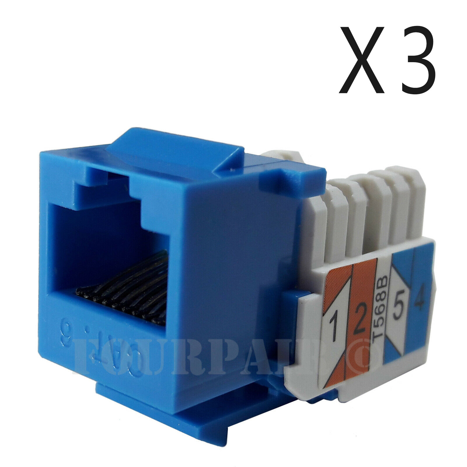 3x Pack Lot CAT6 Network RJ45 Port 110 Punch Down Keystone Snap-In Jack Blue