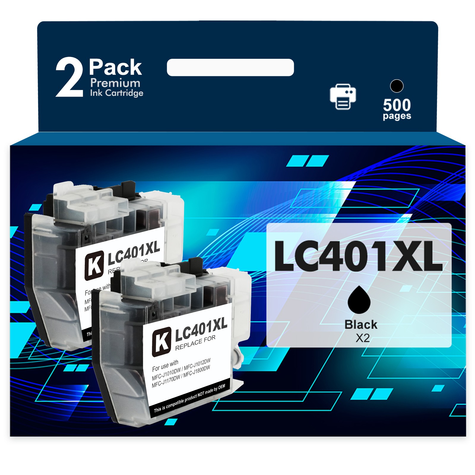 LC401 LC-401XL Ink Cartridges for Brother MFC-J1010DW MFC-J1012DW MFC-J1170DW