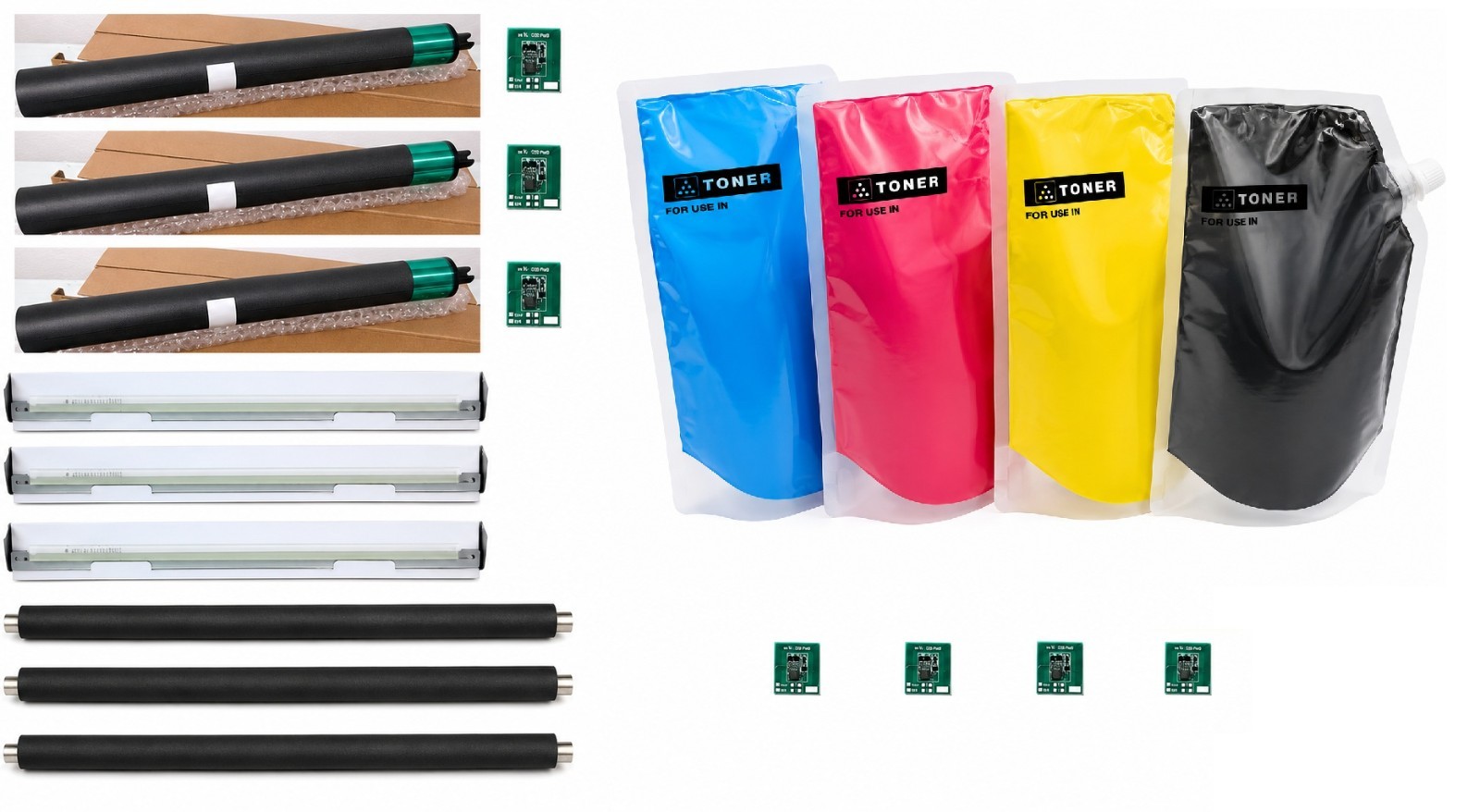 NEW COMPATIBLE XEROX DIGITAL PRESS 550/560/570 DRUM KITS + TONER REFILL KIT CYMK