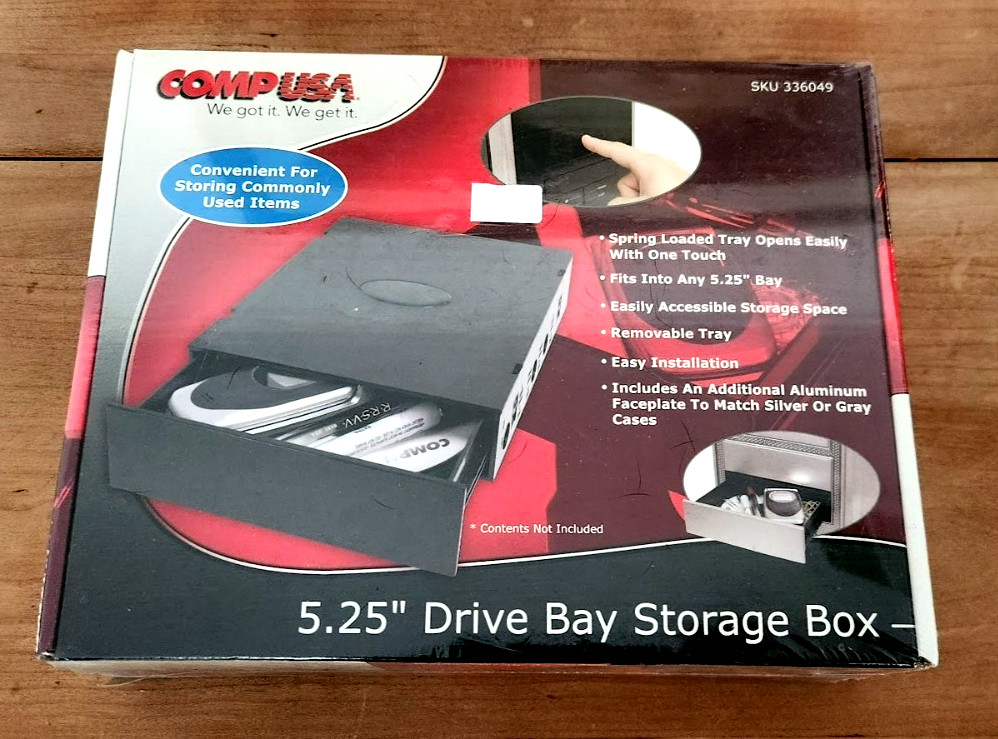 Vintage CompUSA 5.25 Bay Drive Storage Box - Brand New - Sealed