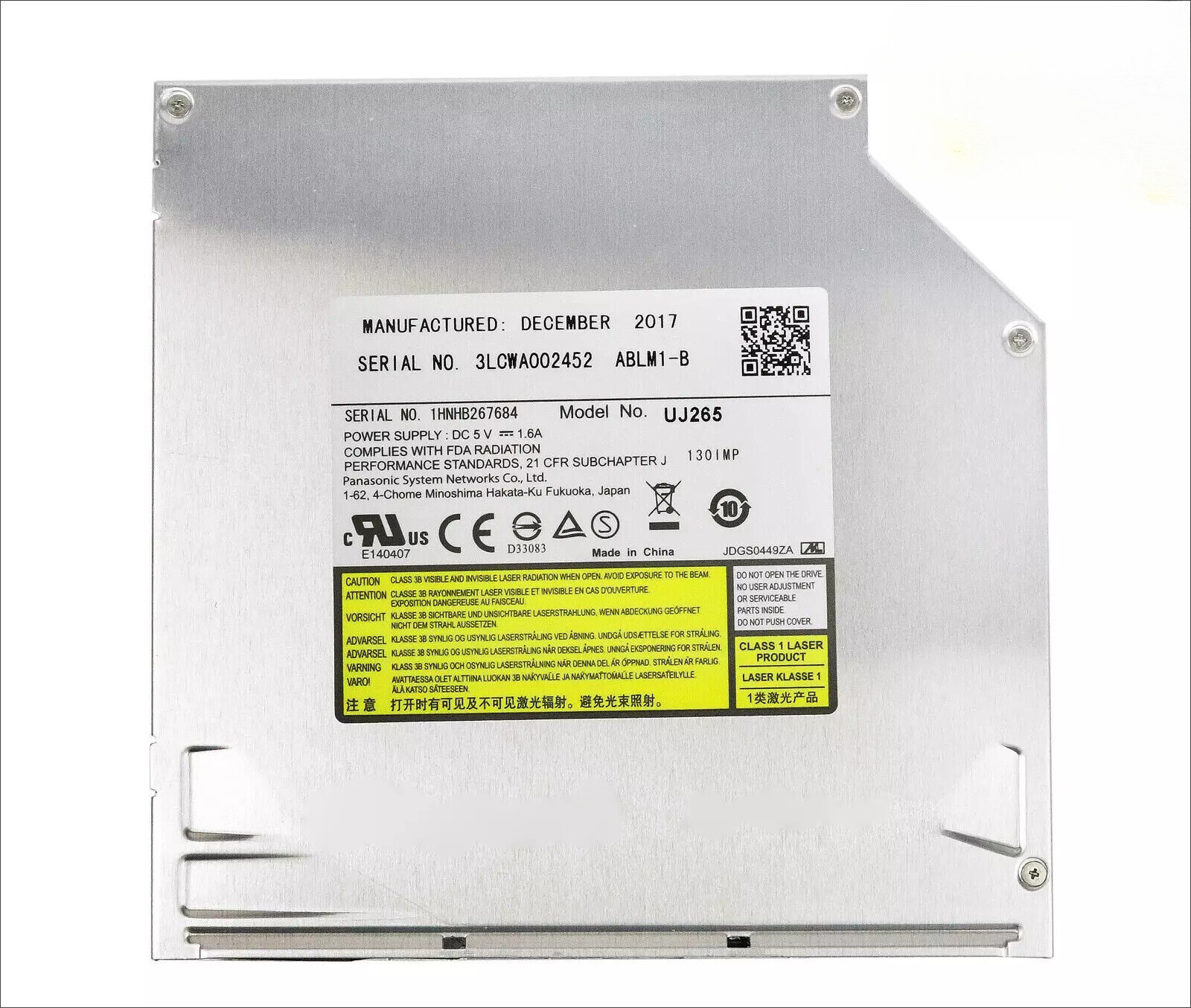 Panasonic UJ265 Slot Load Blu-ray Burner Player 12.7mm SATA Optical Disc Drive